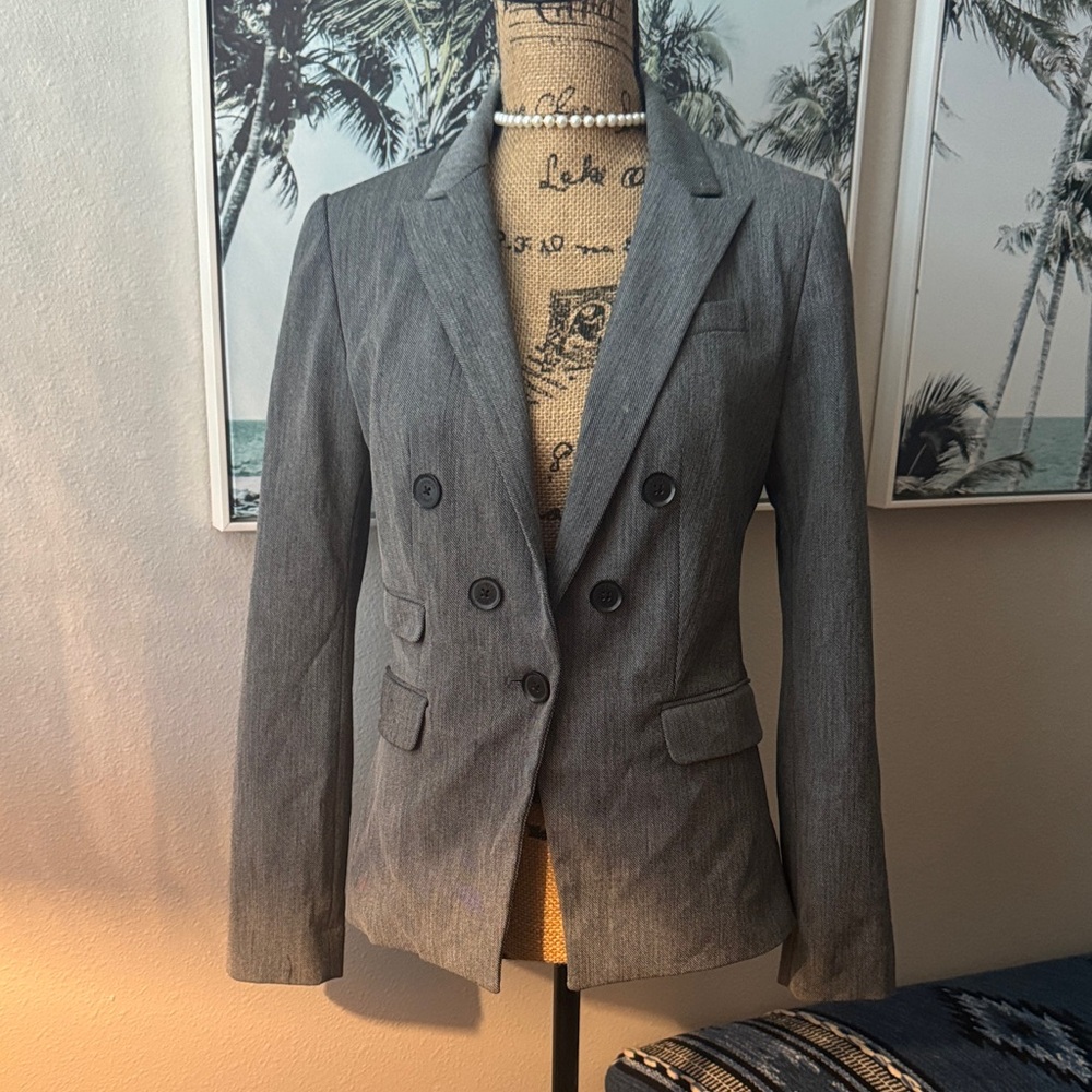 Express Charcoal Double-Breasted Blazer
